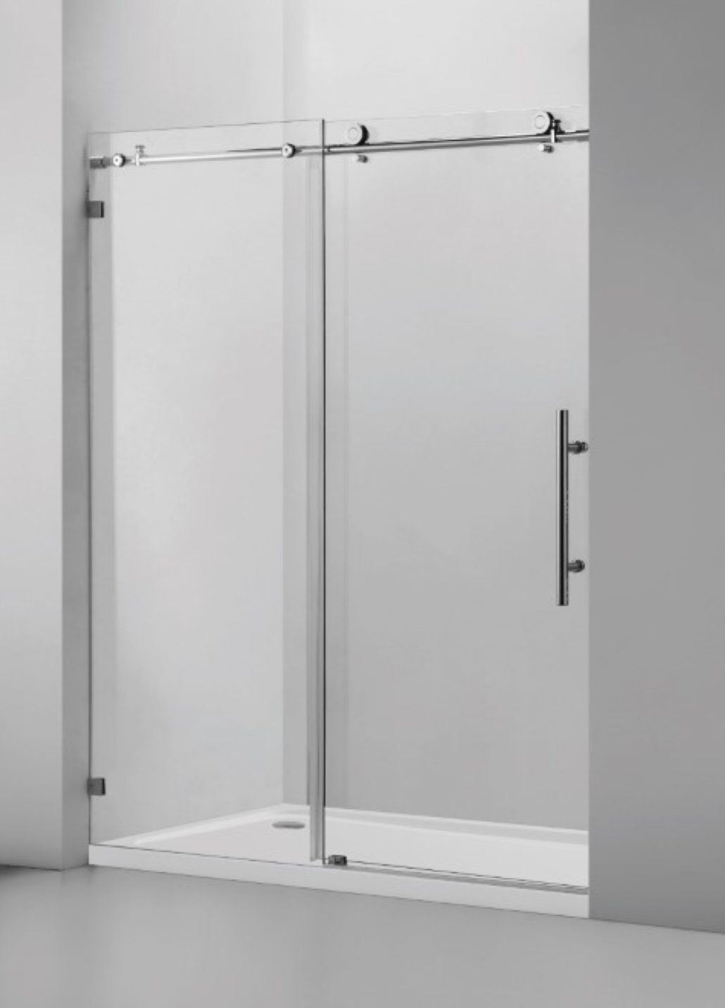 FRAMELESS GLASS SHOWER DOOR CHROME