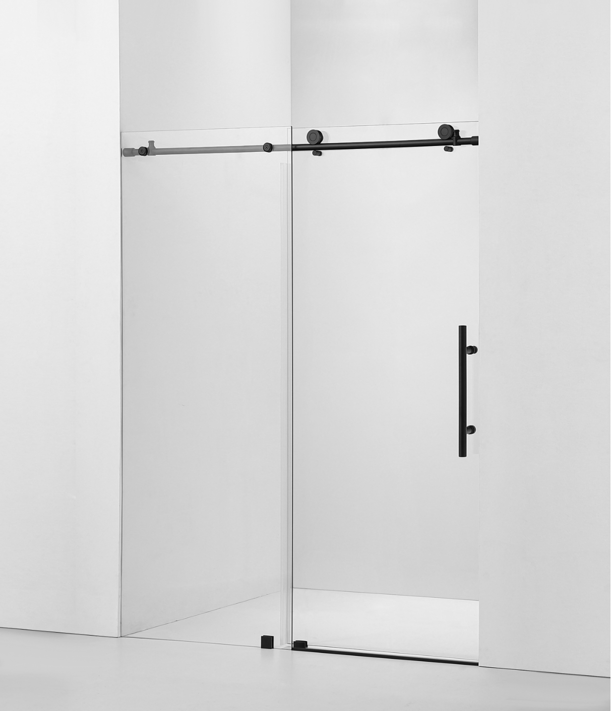 FRAMELESS GLASS SHOWER DOOR MATTE BLACK