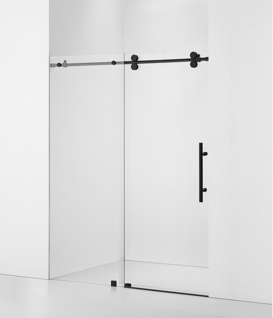 GLASS FRAMELESS SHOWER DOOR MATT BLACK