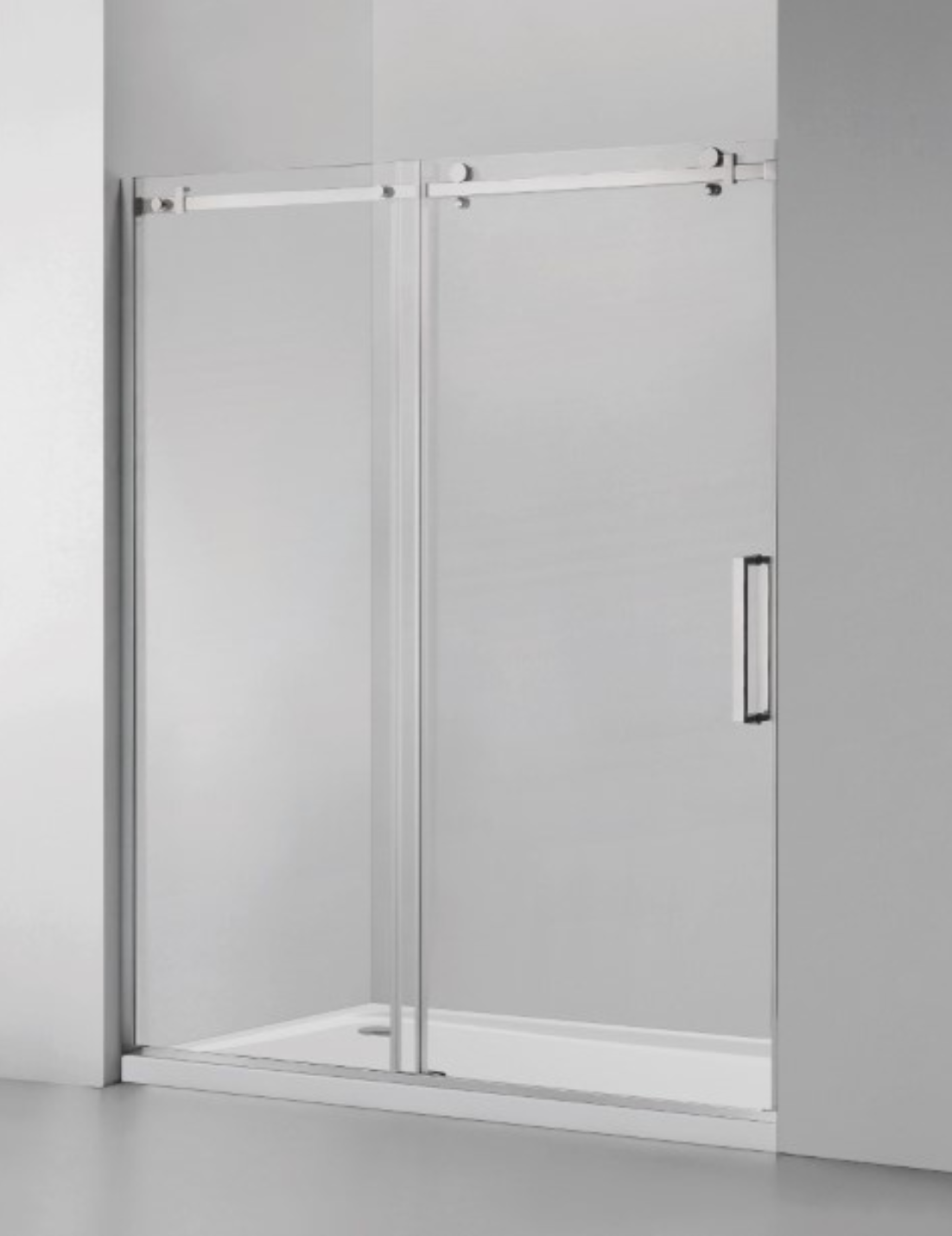 GLASS FRAMELESS SHOWER DOOR BRUSHED NICKEL