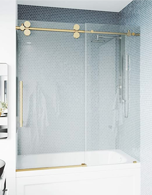 GLASS FRAMELESS SHOWER DOOR BRUSHED GOLD