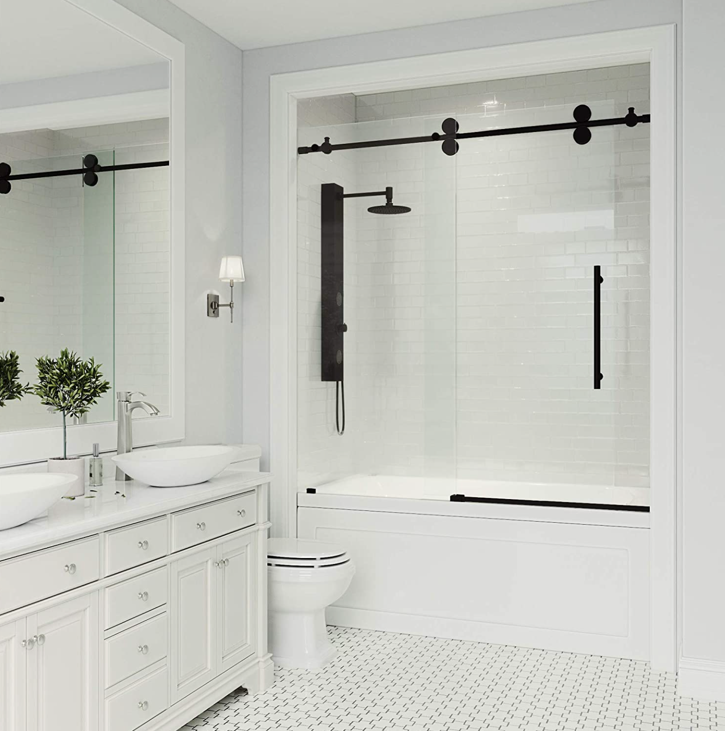 GLASS FRAMELESS SHOWER DOOR MATTE BLACK